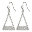 Stainless Steel Polished with CZ Shepherd Hook Dangle Earrings - Birthstone Company