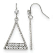 Stainless Steel Polished with CZ Shepherd Hook Dangle Earrings - Birthstone Company