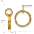 Stainless Steel Polished & Textured Yellow IP Circles Post Dangle Earrings