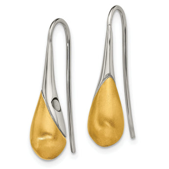 Stainless Steel Brushed & Polished Yellow IP Magnetic Shepherd Hook Earring