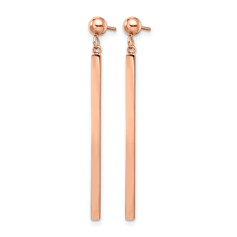 Stainless Steel Polished Rose IP-plated Bar Post Dangle Earrings - Birthstone Company