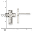 Chisel Stainless Steel Brushed Polished and Textured Cross Post Earrings