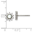 Chisel Stainless Steel Polished Mother of Pearl and CZ Post Earrings