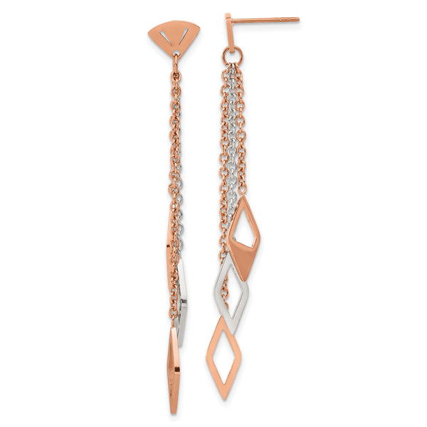 Stainless Steel Polished Rose IP-plated Post Dangle Earrings