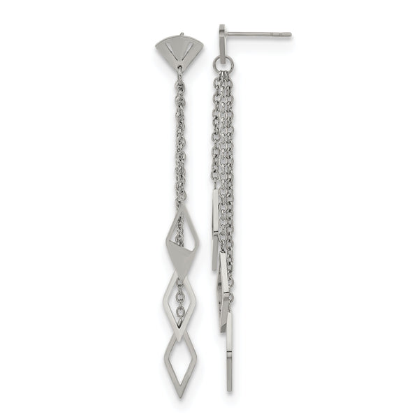 Chisel Stainless Steel Polished Multi Chain Post Dangle Earrings