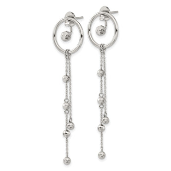 Chisel Stainless Steel Polished Preciosa Crystal Front and Back Post Dangle Earrings