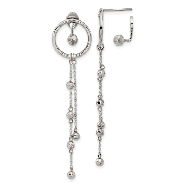 Chisel Stainless Steel Polished Preciosa Crystal Front and Back Post Dangle Earrings