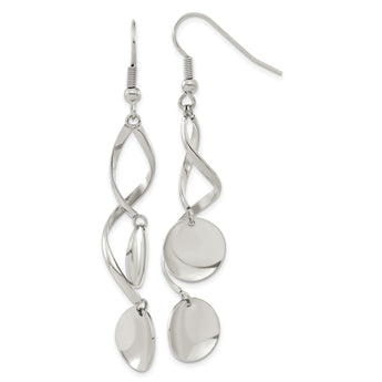 Chisel Stainless Steel Polished Twisted Shepherd Hook Earrings