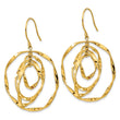 Chisel Stainless Steel Polished Yellow IP-plated with Red Preciosa Crystal Wavy Dangle Shepherd Hook Earrings