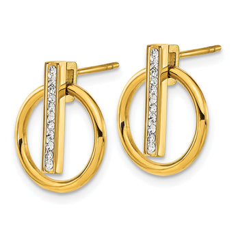 Chisel Stainless Steel Polished Yellow IP-plated Preciosa Crystal Post Dangle Earrings