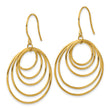 Chisel Stainless Steel Polished Yellow IP-plated Multi-Circle Dangle Shepherd Hook Earrings
