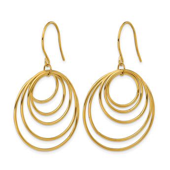 Chisel Stainless Steel Polished Yellow IP-plated Multi-Circle Dangle Shepherd Hook Earrings - Birthstone Company