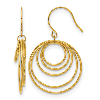Chisel Stainless Steel Polished Yellow IP-plated Multi-Circle Dangle Shepherd Hook Earrings - Birthstone Company