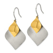 Chisel Stainless Steel Brushed and Polished Yellow IP-plated Dangle Shepherd Hook Earrings