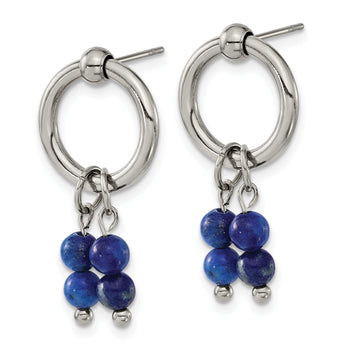 Chisel Stainless Steel Polished with Lapis Post Dangle Earrings