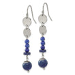 Chisel Stainless Steel Polished with Lapis Beads Dangle Shepherd Hook Earrings