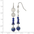 Chisel Stainless Steel Polished with Lapis Beads Dangle Shepherd Hook Earrings