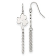 Chisel Stainless Steel Polished 4-Leaf Clover Dangle Shepherd Hook Earrings
