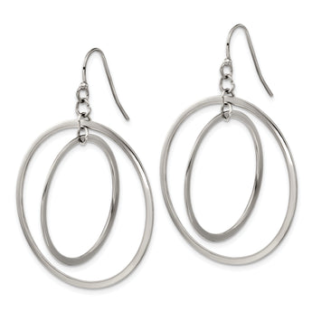 Chisel Stainless Steel Polished Double Circle Dangle Shepherd Hook Earrings