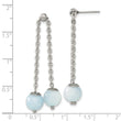 Chisel Stainless Steel Polished with Blue Quartz Moveable Dangle Post Earrings