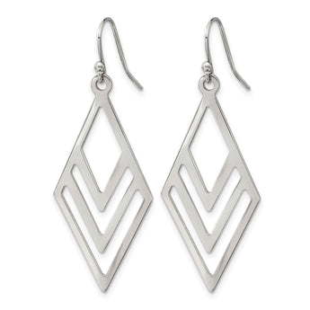 Chisel Stainless Steel Polished Diamond-shaped Dangle Shepherd Hook Earrings - Birthstone Company