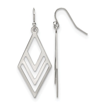 Chisel Stainless Steel Polished Diamond-shaped Dangle Shepherd Hook Earrings - Birthstone Company