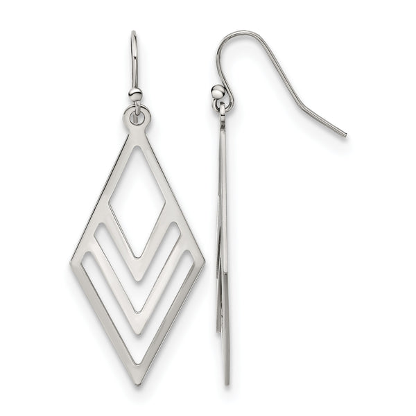 Chisel Stainless Steel Polished Diamond-shaped Dangle Shepherd Hook Earrings - Birthstone Company