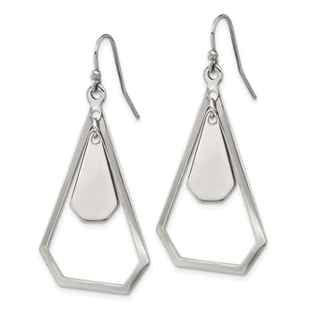 Chisel Stainless Steel Polished Dangle Shepherd Hook Earrings