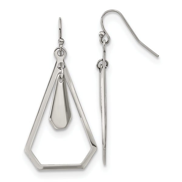 Chisel Stainless Steel Polished Dangle Shepherd Hook Earrings