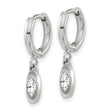 Chisel Stainless Steel Polished with Crystal from Swarovski Dangle Hoop Earrings