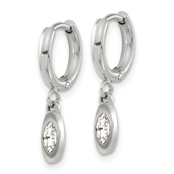 Chisel Stainless Steel Polished with Crystal from Swarovski Dangle Hoop Earrings