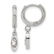 Chisel Stainless Steel Polished with Crystal from Swarovski Dangle Hoop Earrings