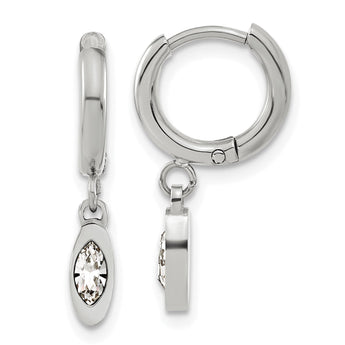 Chisel Stainless Steel Polished with Crystal from Swarovski Dangle Hoop Earrings
