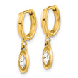 Chisel Stainless Steel Polished Yellow IP-plated with Crystal from Swarovski Dangle Hoop Earrings