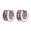 Chisel Crystal & Tanzanite Hoop Earrings in Stainless Steel, 12mm