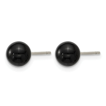 Chisel Black Onyx Ball Stud Earrings in Stainless Steel, 6.25mm