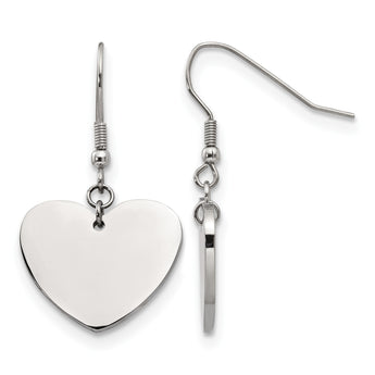 Stainless Steel Polished Heart Dangle Earrings - Birthstone Company