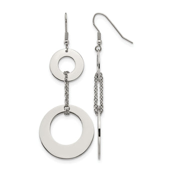 Stainless Steel Polished Circles Dangle Earrings - Birthstone Company