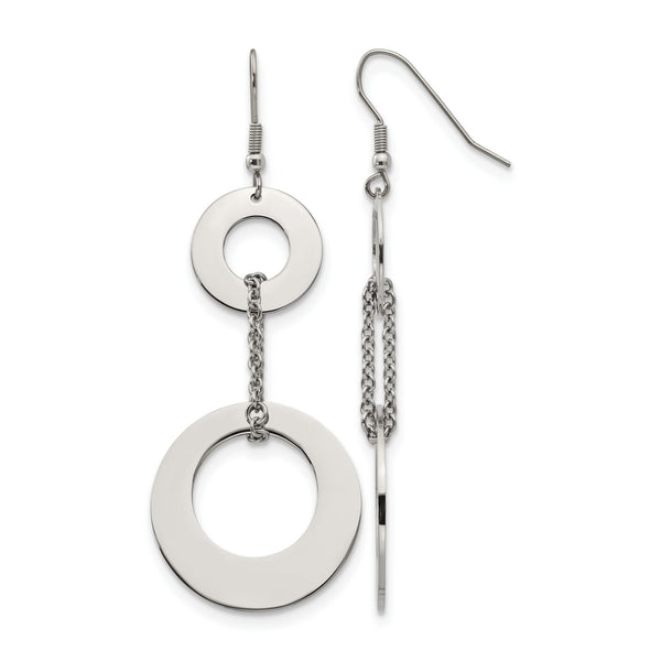 Stainless Steel Polished Circles Dangle Earrings - Birthstone Company