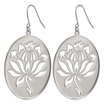 Stainless Steel Flower Cutout Dangle Earrings - Birthstone Company
