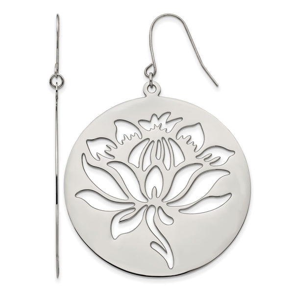 Stainless Steel Flower Cutout Dangle Earrings - Birthstone Company