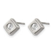 Stainless Steel CZ Brushed Diamond Shaped Post Earrings - Birthstone Company