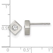 Stainless Steel CZ Brushed Diamond Shaped Post Earrings - Birthstone Company