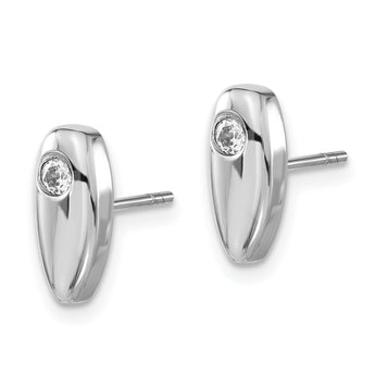 Stainless Steel Polished w/ CZ Post Earrings - Birthstone Company