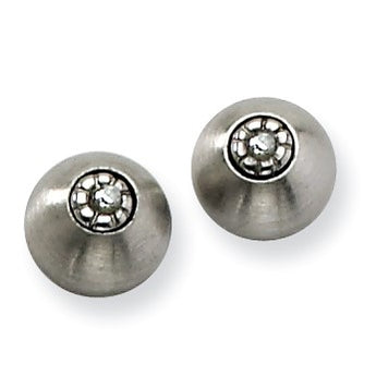 Stainless Steel Brushed w/ CZ Post Earrings - Birthstone Company