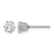 Stainless Steel Polished 5mm Round CZ Stud Post Earrings - Birthstone Company