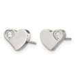Stainless Steel CZ Polished Heart Post Earrings - Birthstone Company