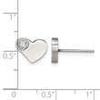 Stainless Steel CZ Polished Heart Post Earrings - Birthstone Company