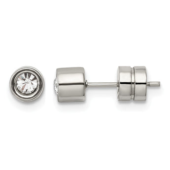 Stainless Steel CZ Polished Post Earrings - Birthstone Company