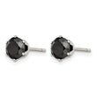 Stainless Steel Polished 6mm Black Round CZ Stud Post Earrings - Birthstone Company